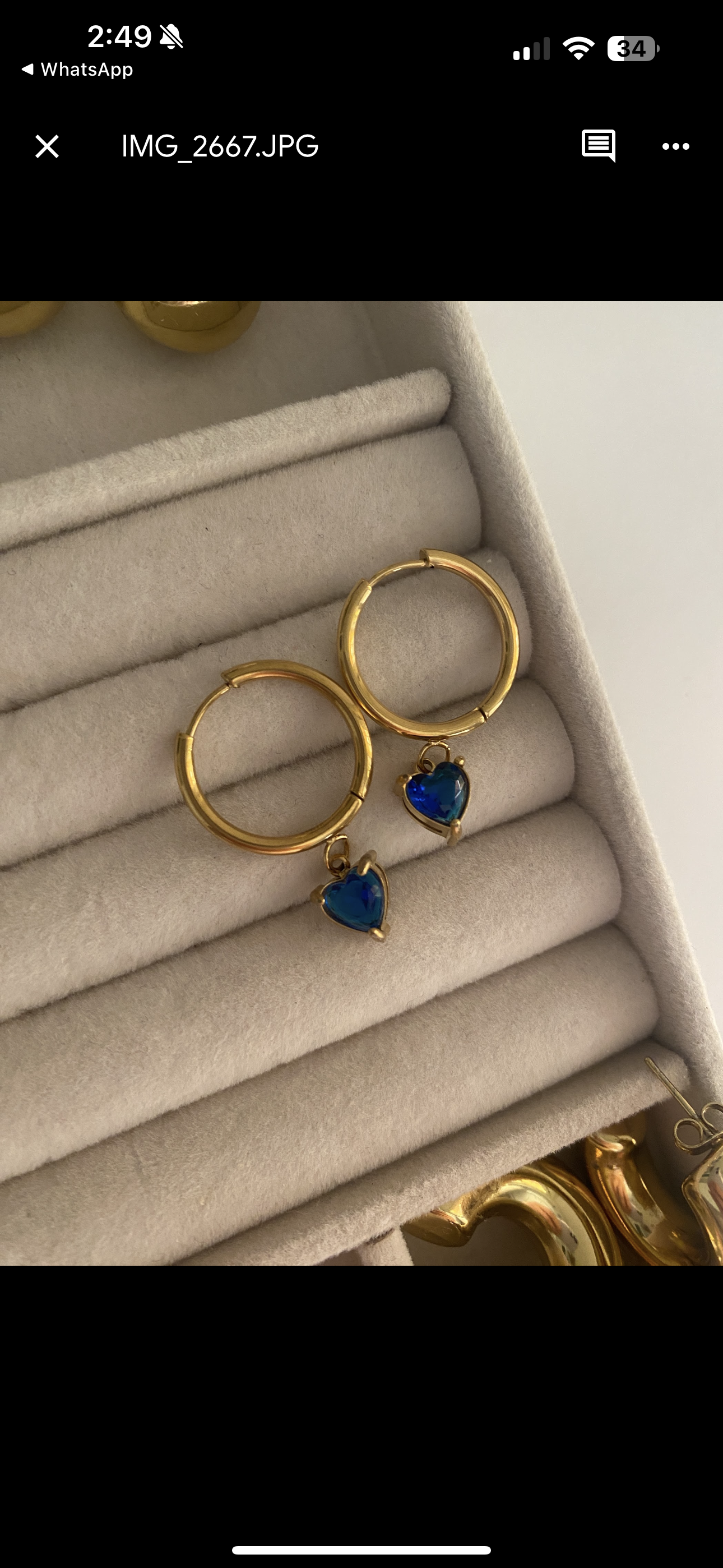Blue heart earrings