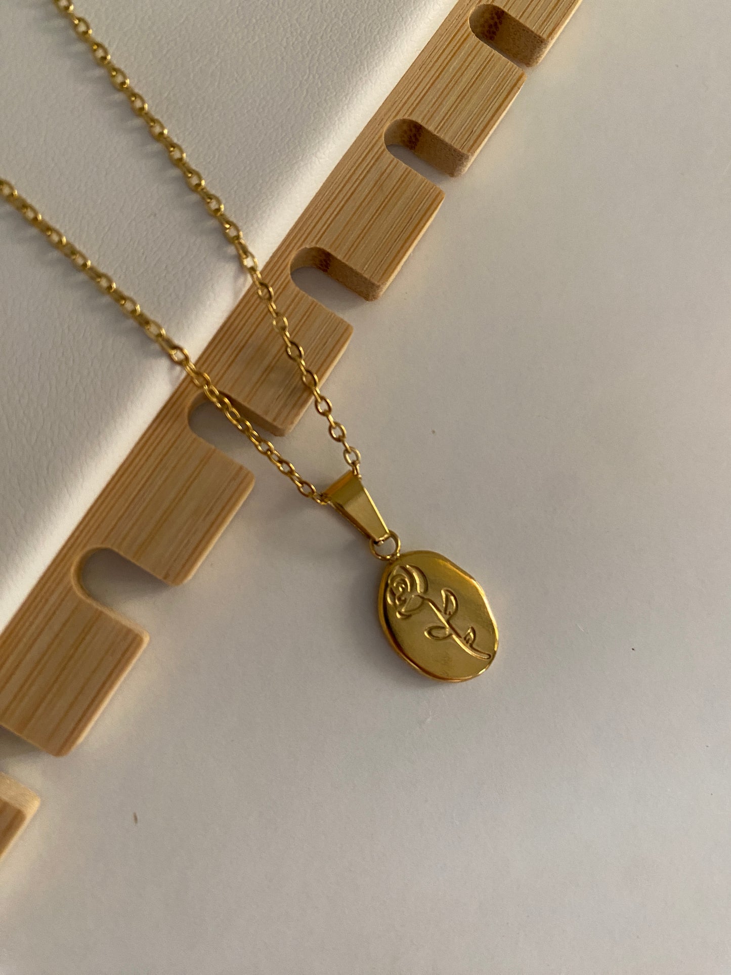 Golden Laser Rose Necklace