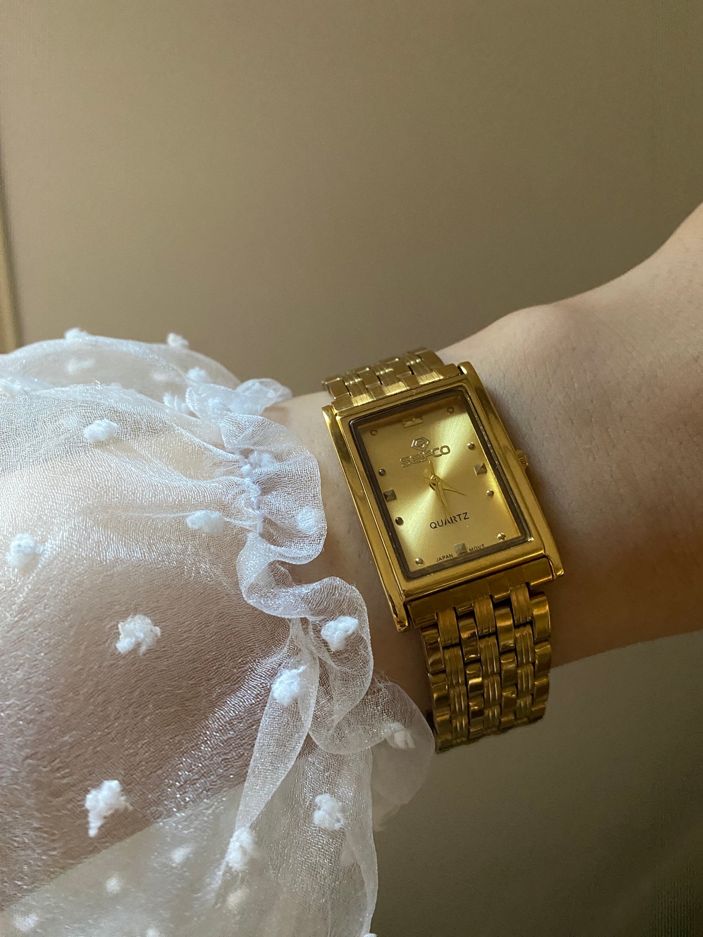 Seifco Golden Rectangular Watch