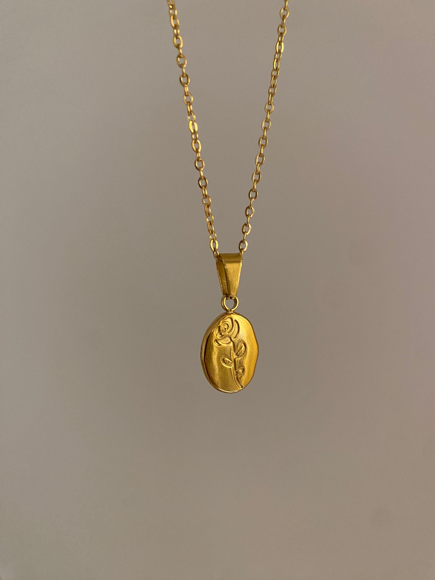 Golden Laser Rose Necklace