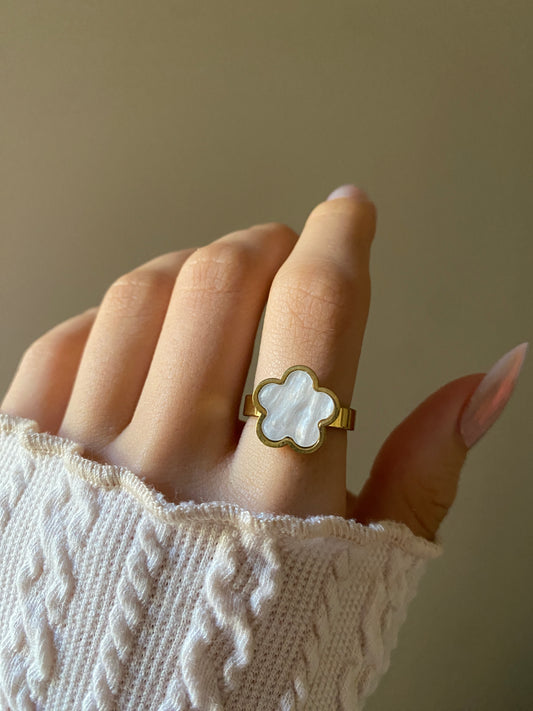 White Flora Ring