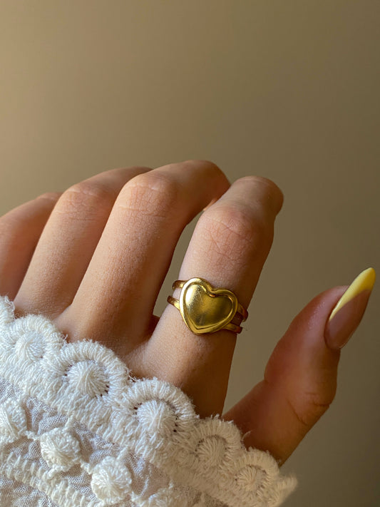 Golden heart ring