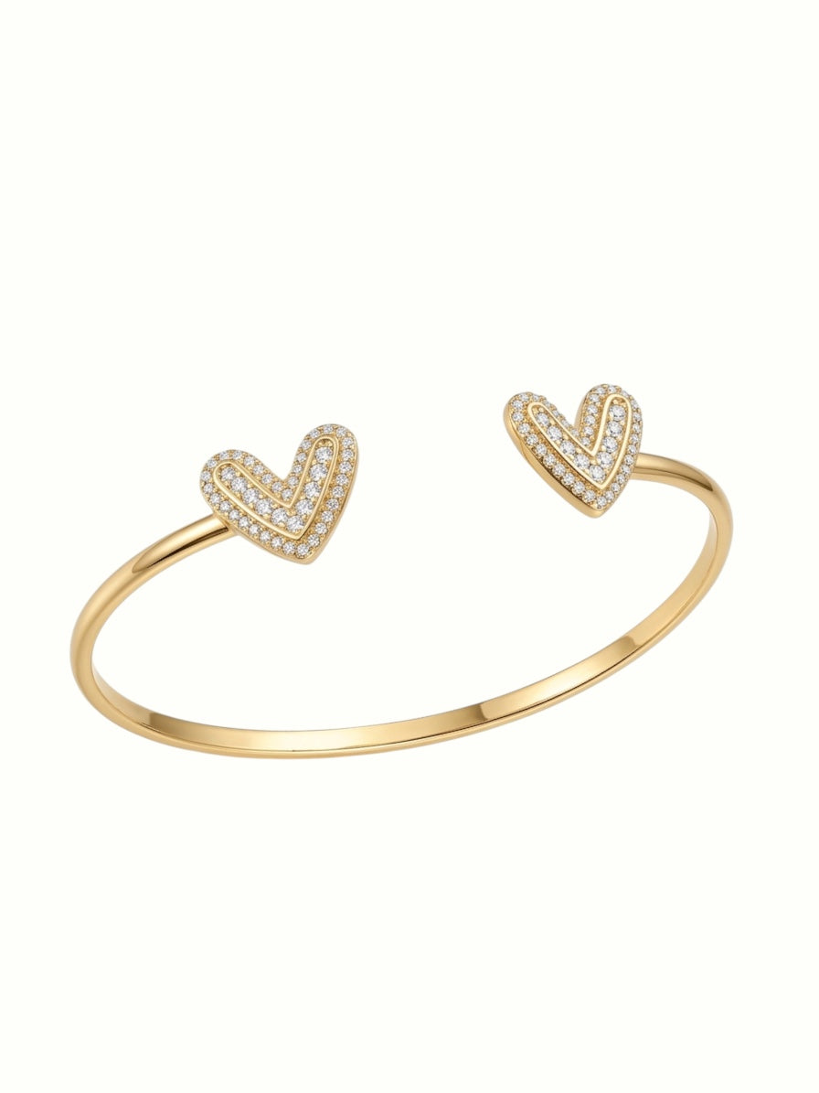 Twin hearts bangle