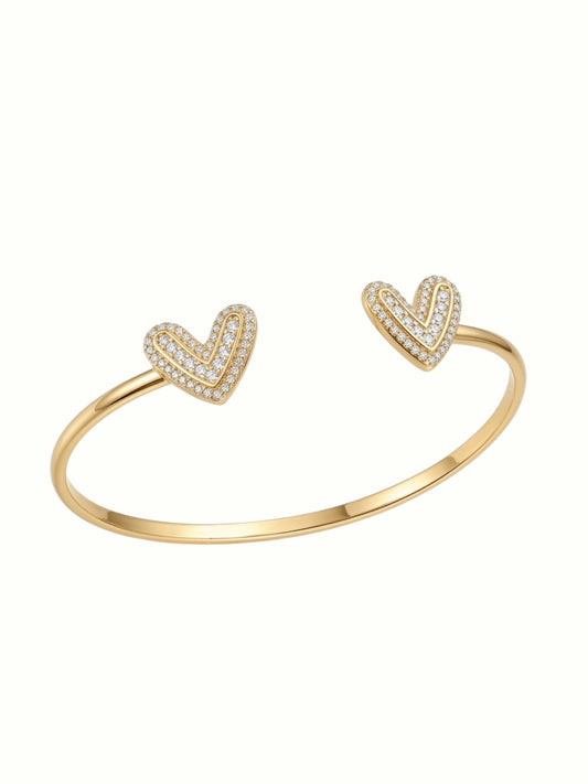 Twin hearts bangle