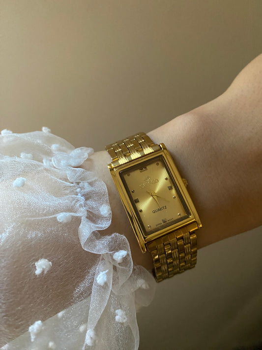 Seifco Golden Rectangular Watch