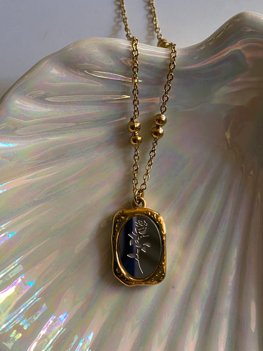 Silver mirror necklace