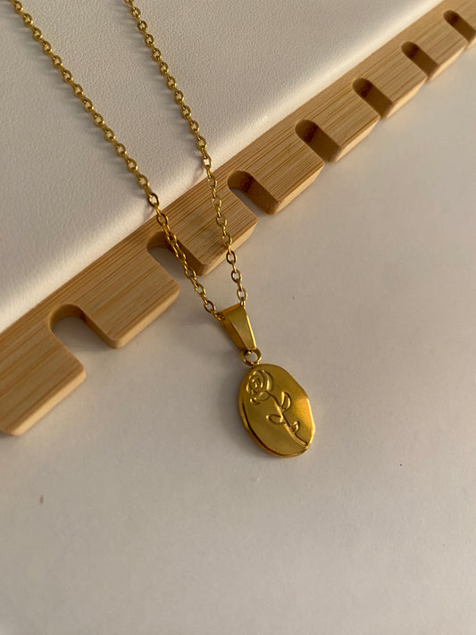 Golden Laser Rose Necklace