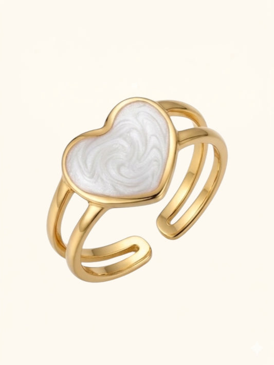 White Heart Ring
