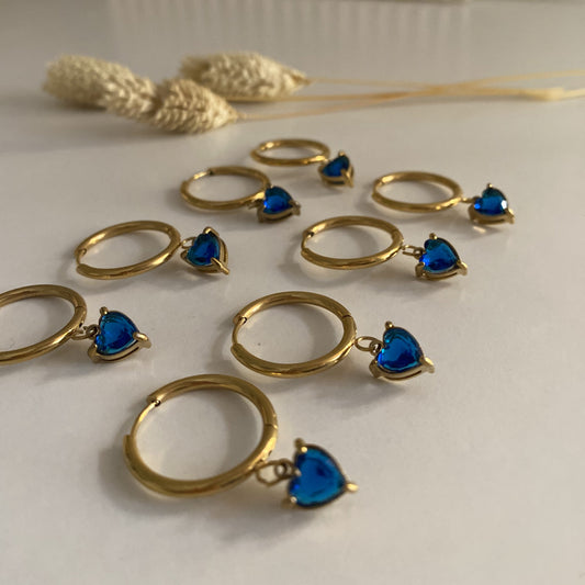 Blue heart earrings